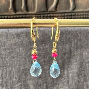 Elegant Gold & Swiss Blue Topaz Earrings